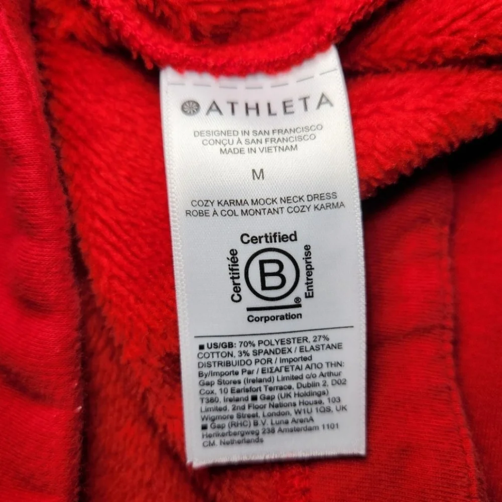 Athleta Cozy Karma Red Mock Neck Oversize Mini Sweatshirt Dress - Picture 9 of 11